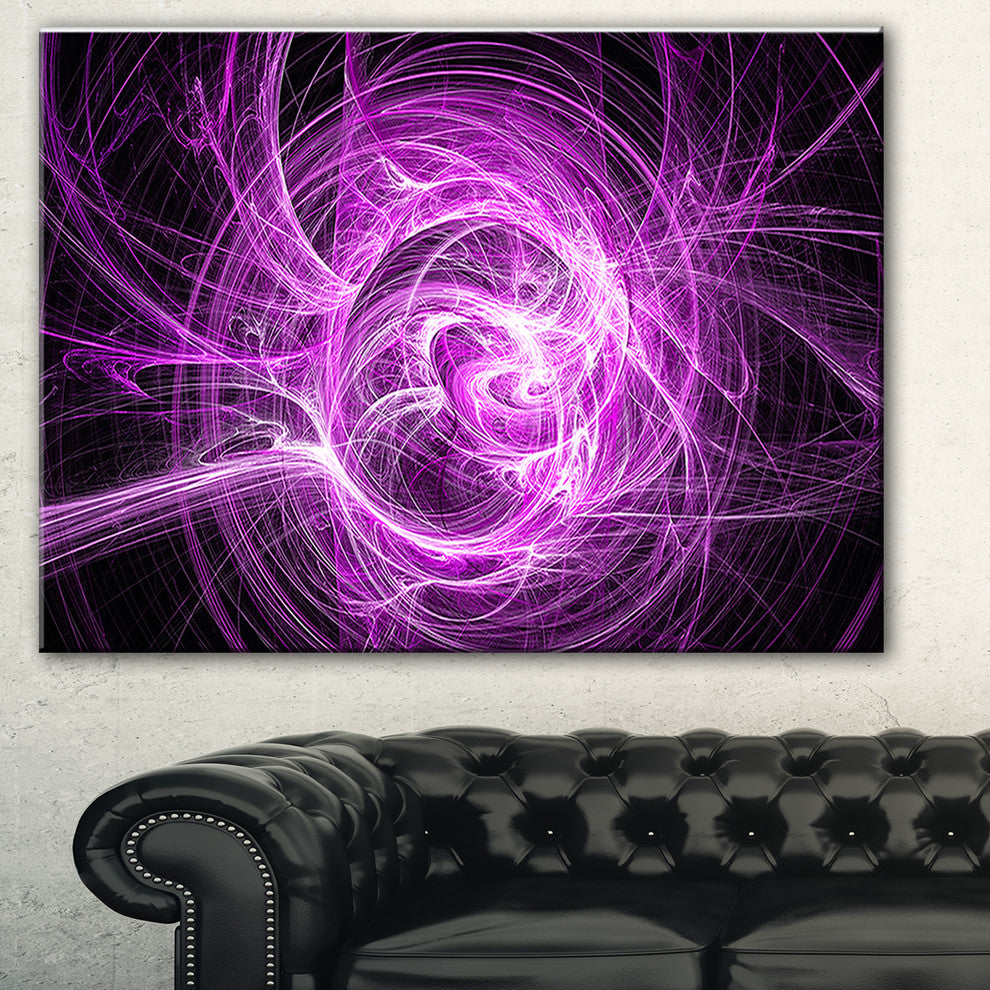 "Wisps of Smoke Purple in Black" Abstract Digital Art Canvas Print