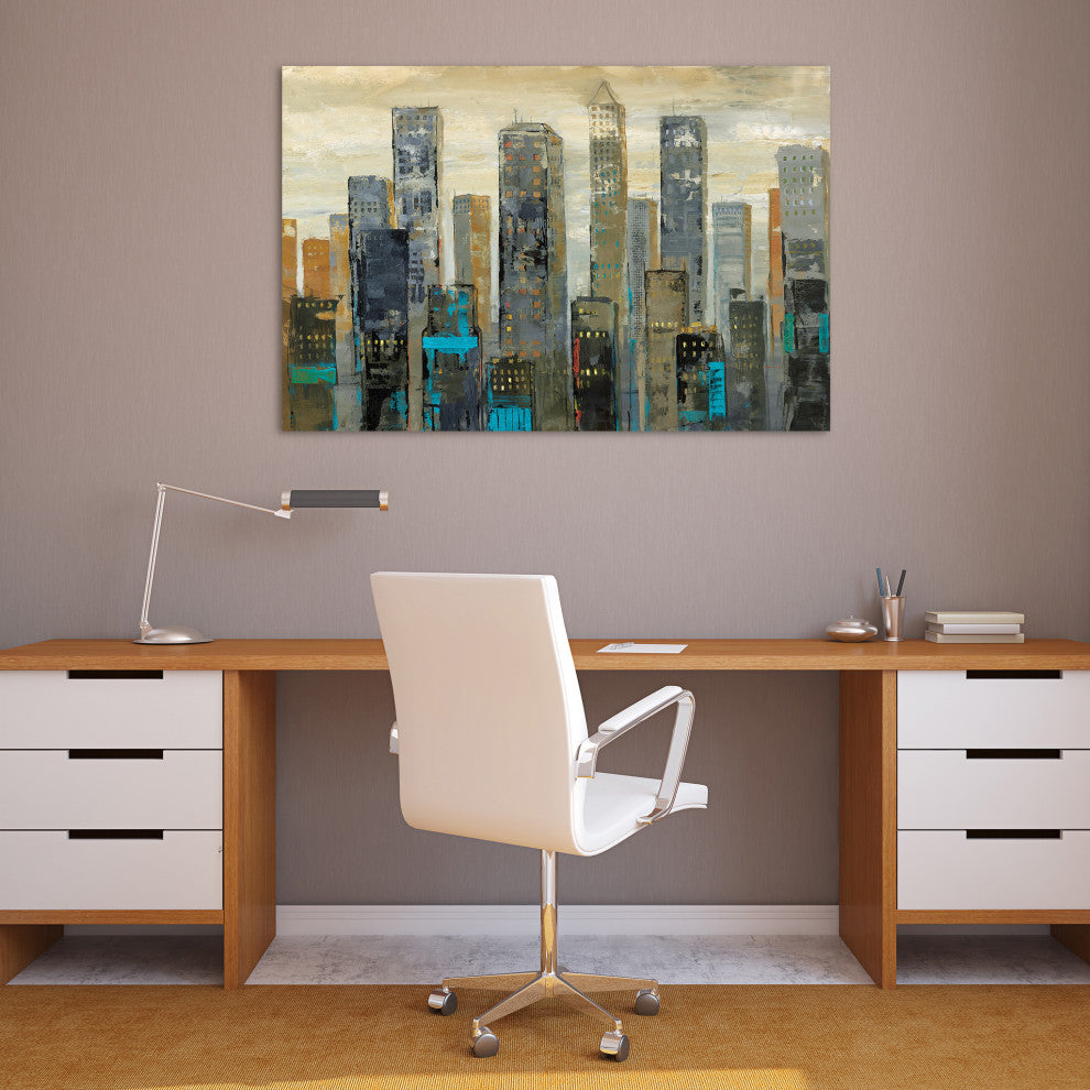 "Urban Lights" Glass Wall Art Frameless Free Floating Tempered Glass Print