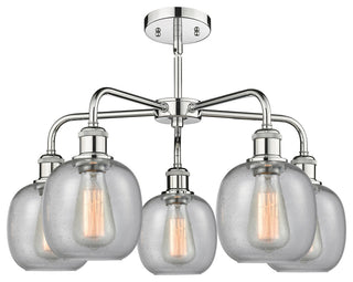 Belfast 5-Light 24" Stem Chandelier, Polished Chrome, Seedy