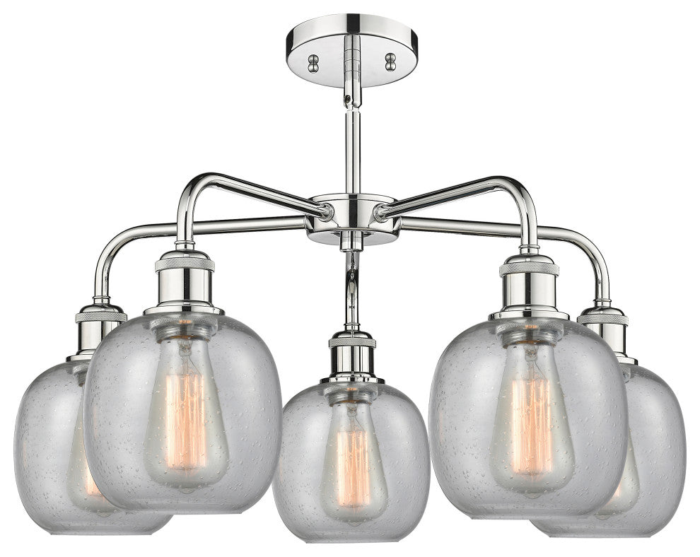 Belfast 5-Light 24" Stem Chandelier, Polished Chrome, Seedy