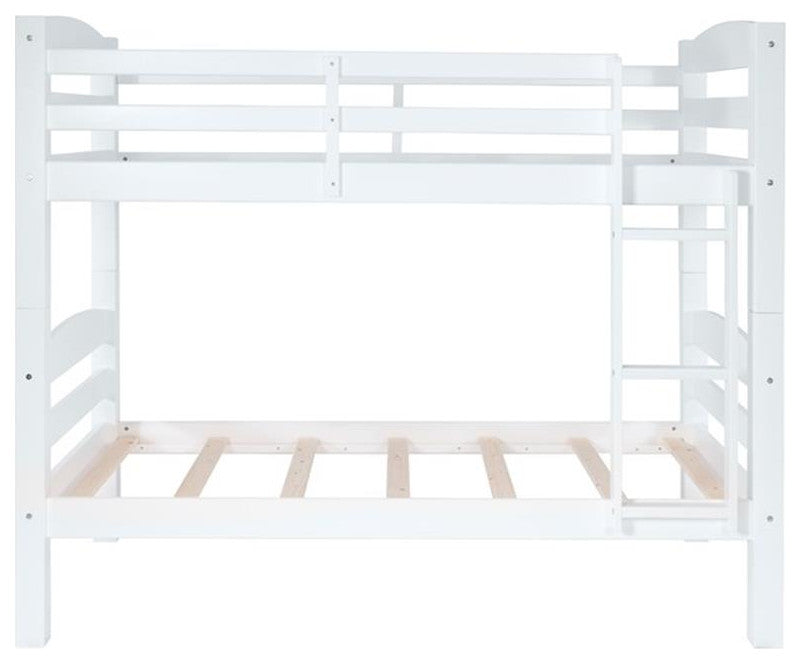 Linon Levi Twin over Twin Wood Bunk Bed in White