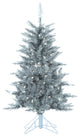 Silver Tuscany Tinsel Tree With 150 Clear Lights, 4 Foot