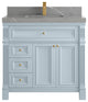 Paris 36" Center Sink Bathroom Vanity, Blue Heather 2" Piatra Gray
