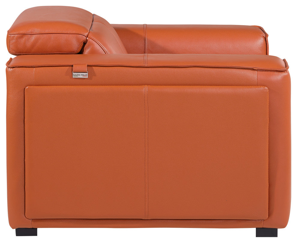 Niccolo Italian Leather Power Reclining Arm Chair With Power Headrests, Camel