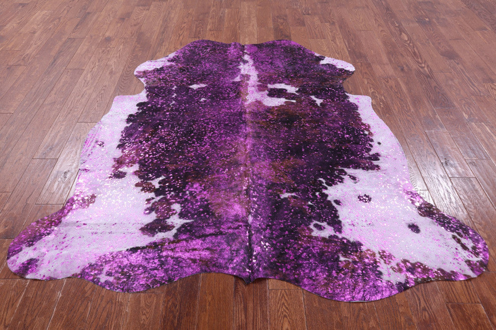 Pink Metallic Cowhide Rug 6' 4" X 6' 5" C2101