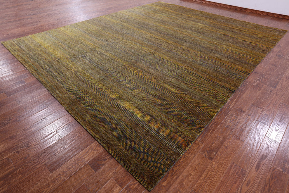 12' 0" X 15' 0" Wool and Silk Super Savannah Gabbeh Hand-Knotted Rug Q8991