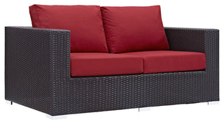 Modway Convene Outdoor Patio Loveseat, Espresso Red