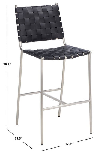 Safavieh Olenna Woven Counter Stool, Black/Silver