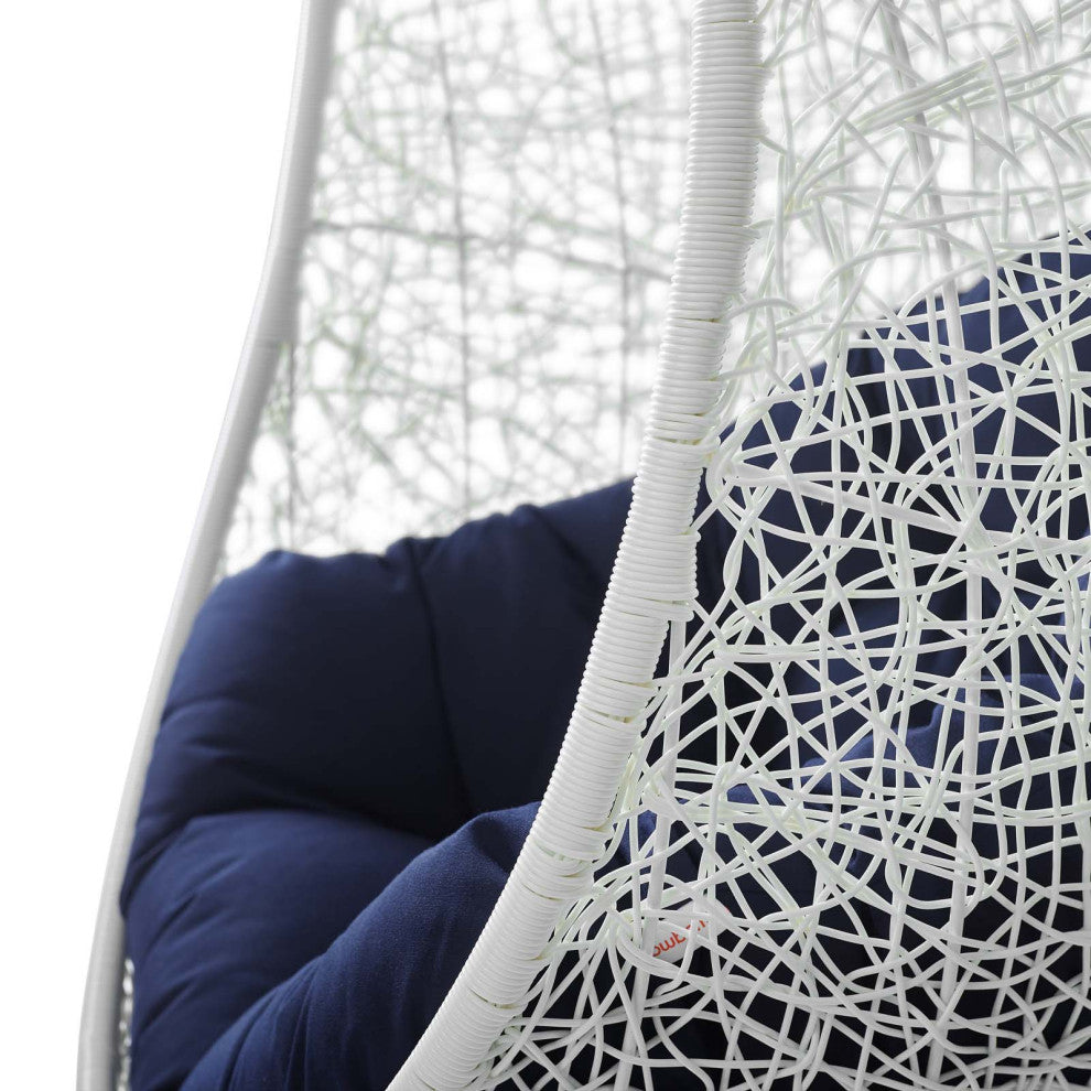 Swing Lounge Chair, Sunbrella, White Blue Navy, Modern, Outdoor Patio Bistro