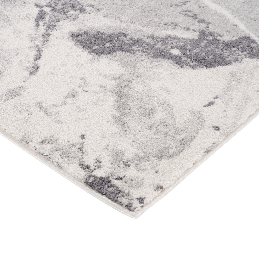 Clifton Abstract Ivory Gray Power-Loom Area Rug 5'3" x 7'6"