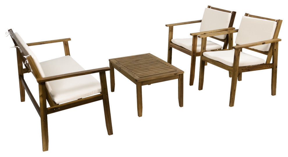Sunnyside 4-Piece Outdoor Patio Furniture Set, Solid Acacia Wood