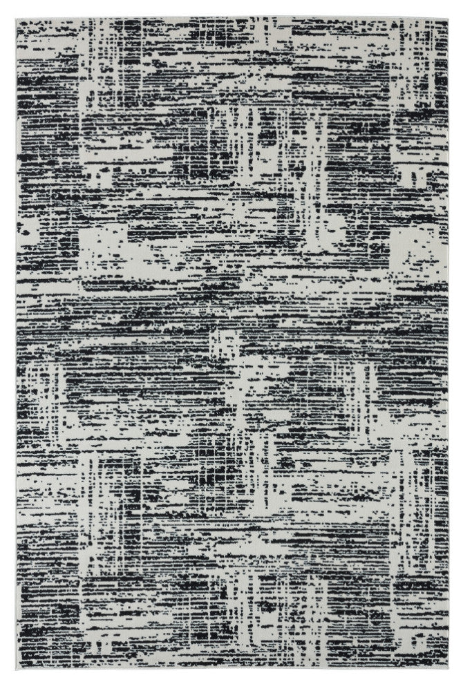Abani Aspen Collection ASP110A Modern Beige & Gray Hatching Area Rug