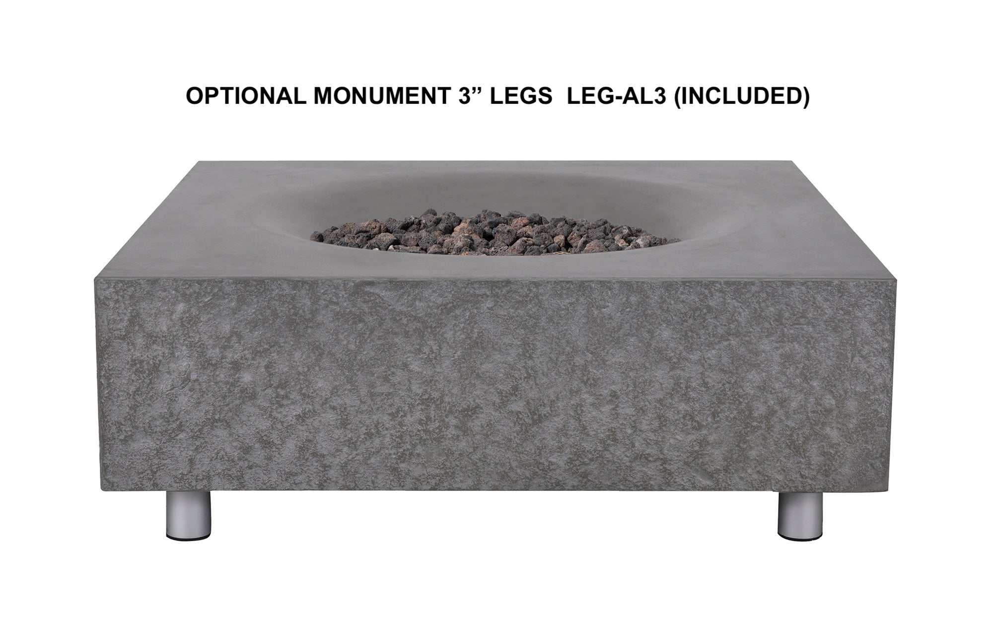 Pyromania Monument Concrete Fire Pit Table, 41"x41", Slate, Natural Gas