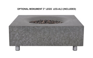 Pyromania Monument Concrete Fire Pit Table, 41"x41", Slate, Natural Gas