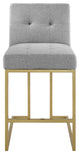 Counter Stool Chair, Fabric, Metal, Gold Gray, Modern, Bar Pub Cafe Bistro