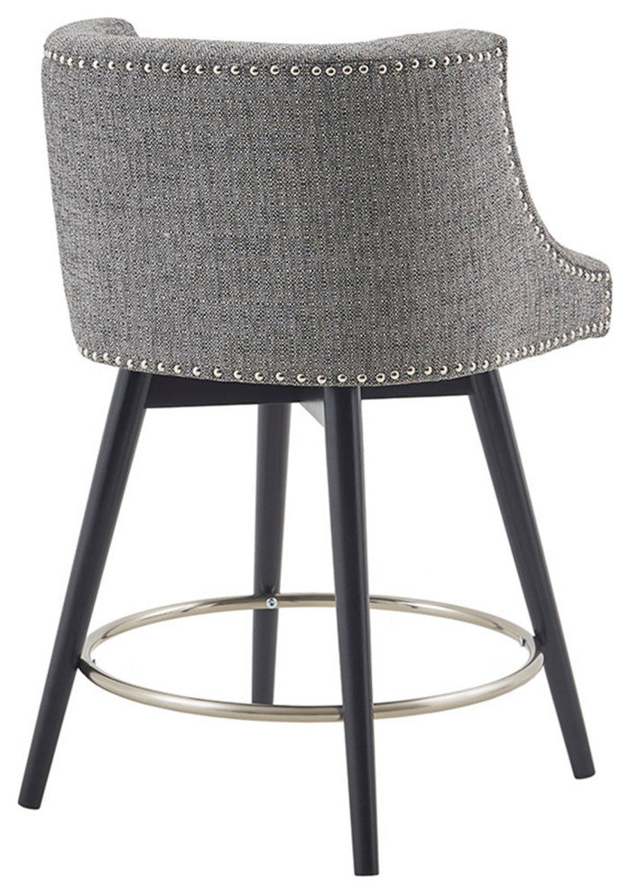 Madison Park Mateo Barrel Style Swivel Counter Stool, Grey