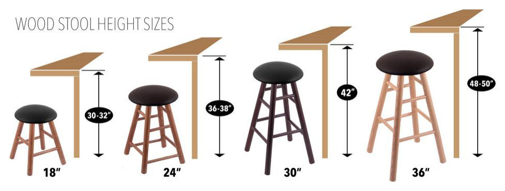Holland Bar Stool, Maple Round Cushion Vanity Stool, Smooth Legs
