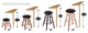 Holland Bar Stool, Maple Round Cushion Vanity Stool, Smooth Legs