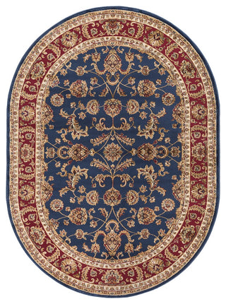 Sariya Transitional Oriental Navy Oval Area Rug, 5' x 7' Oval