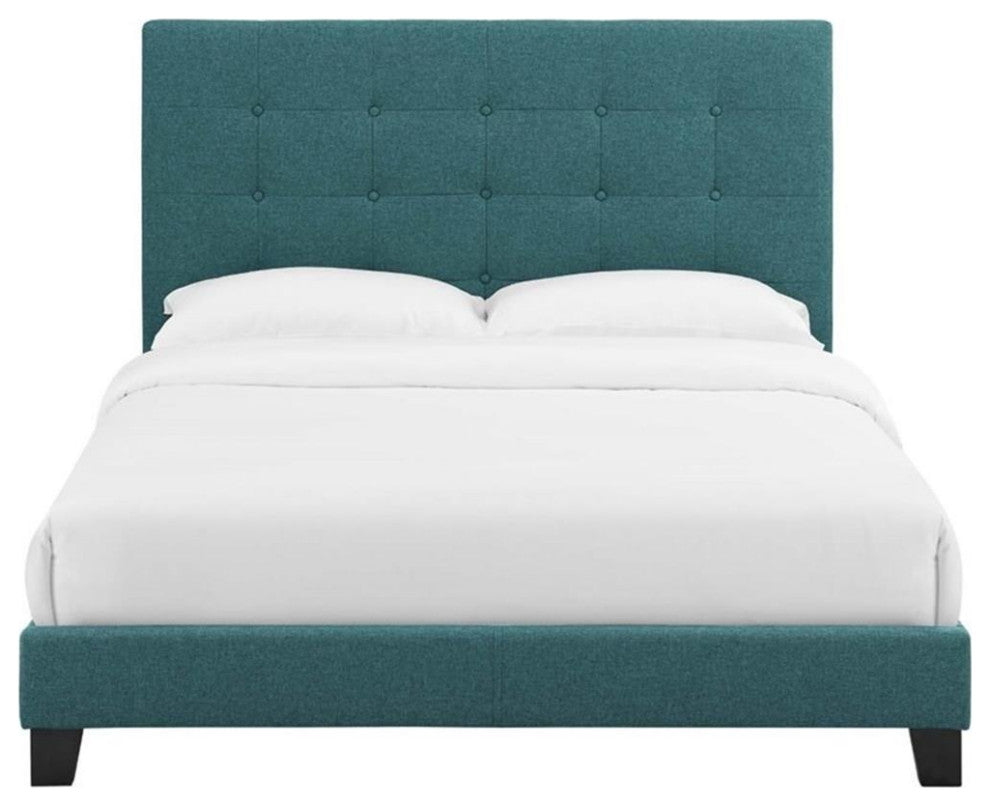 Melanie Queen Tufted Button Upholstered Fabric Platform Bed