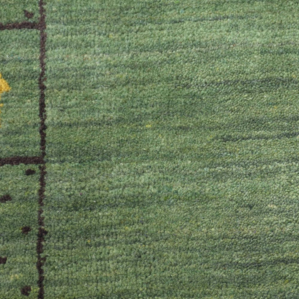 HAND KNOTTED LOOM WOOL ECO-FRIENDLY AREA RUGS - Runner, Green, Contemporary