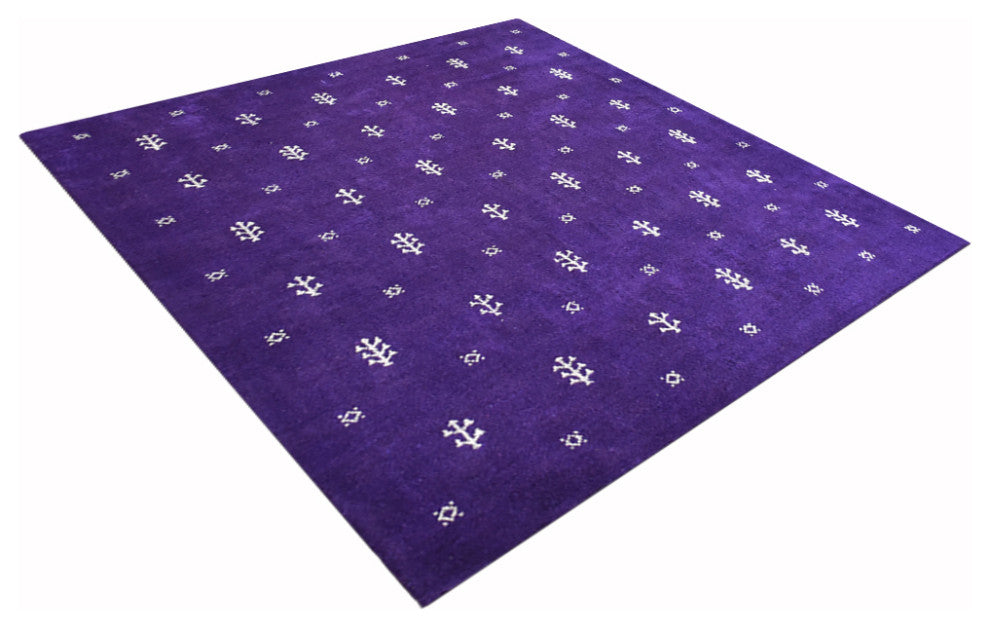 HAND KNOTTED LOOM SILK ECO-FRIENDLY AREA RUG -10'x10',Square,Purple,Contemporary