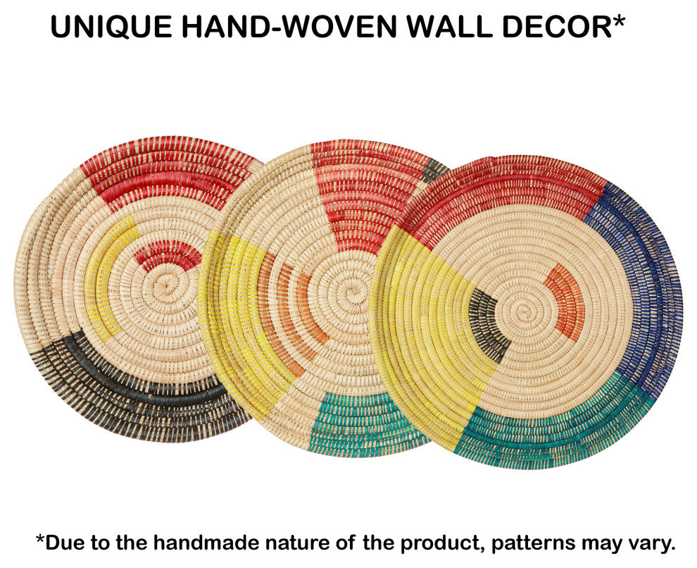 Palm Tray Plate and Wall Art, Artisan Crafted, Malawi, Multicolor, 19.75"