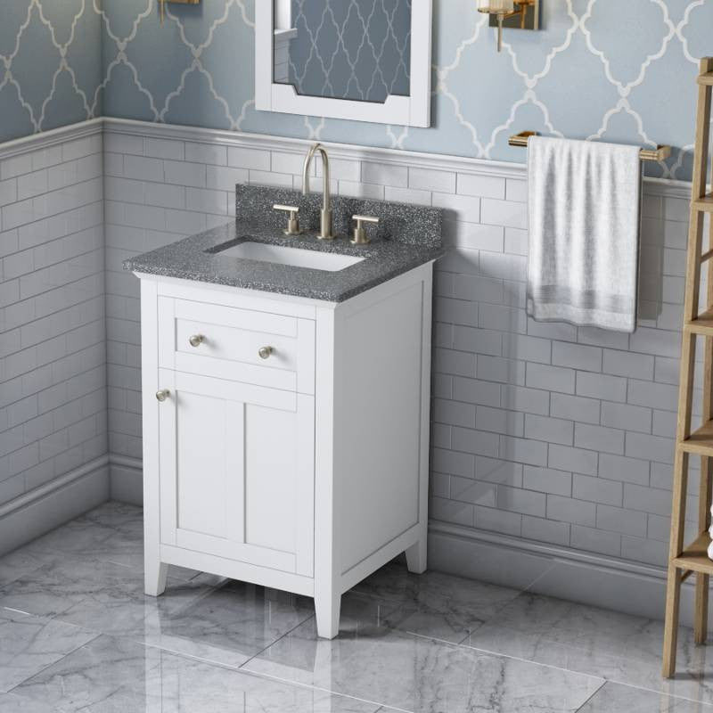 Chatham Traditional 24" White Single Sink Vanity, Boulder Cultured Marble Vanity