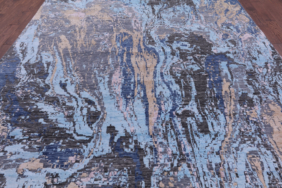 Hand Knotted Wool & Silk Abstract Rug 8' 11" X 12' 1" - Q13507