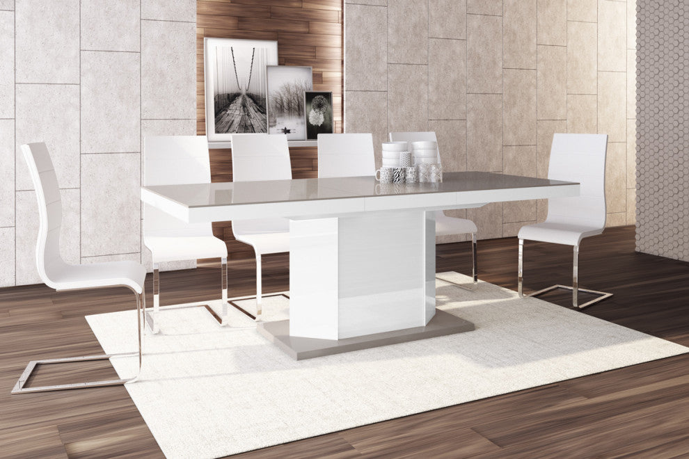 TAMIGO Storage Dining Table, Cappuccino/White