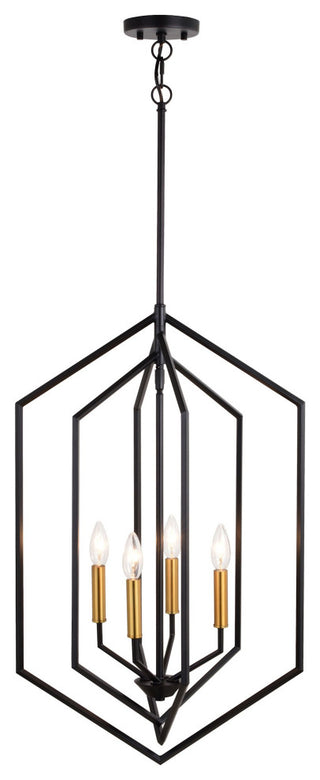 Vaxcel Lighting P0388 Riley 4 Light 18"W Pendant - Black / Satin Brass