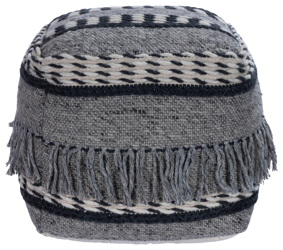 Brynn Square Gray Pouffe