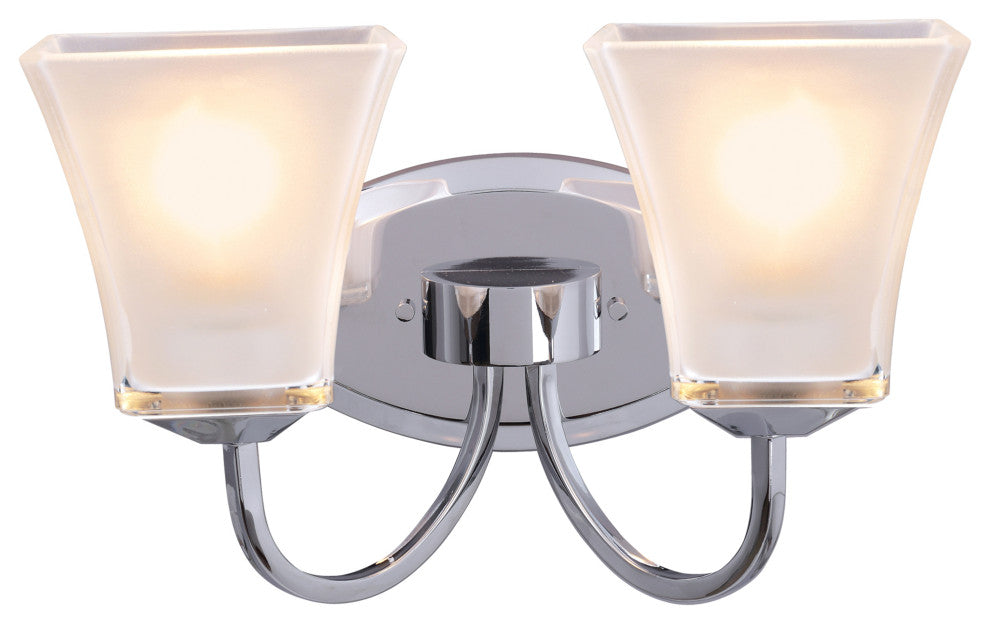 62131, 2-Light Metal Bathroom Vanity Wall Light Fixture, Chrome