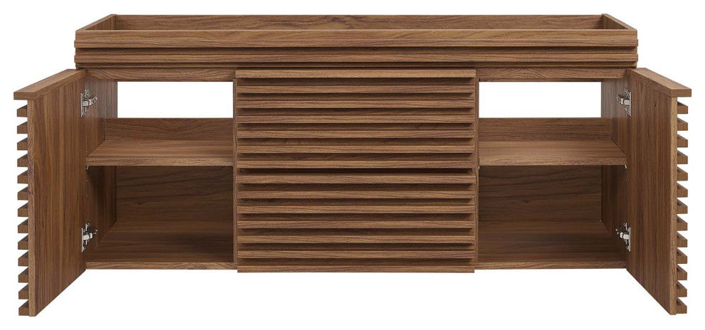 Render 48" Wall-Mount Bathroom Vanity Cabinet, Walnut