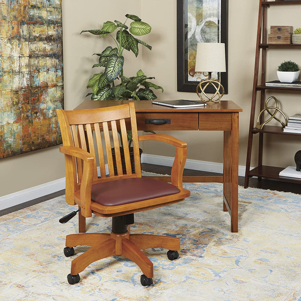 Ergonomic Office Chair with Padded Seat, Adjustable Height, and Locking Tilt, Fruit Wood/Brown