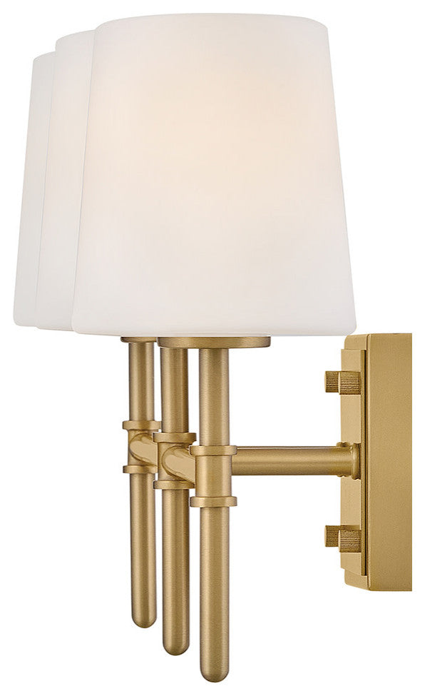 Hinkley Saunders Medium Three Light Vanity, Lacquered Brass