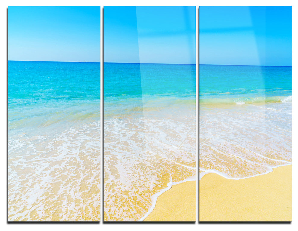 "Calm Blue Sea Waves" Photo Metal Wall Art, 3 Panels, 36"x28"
