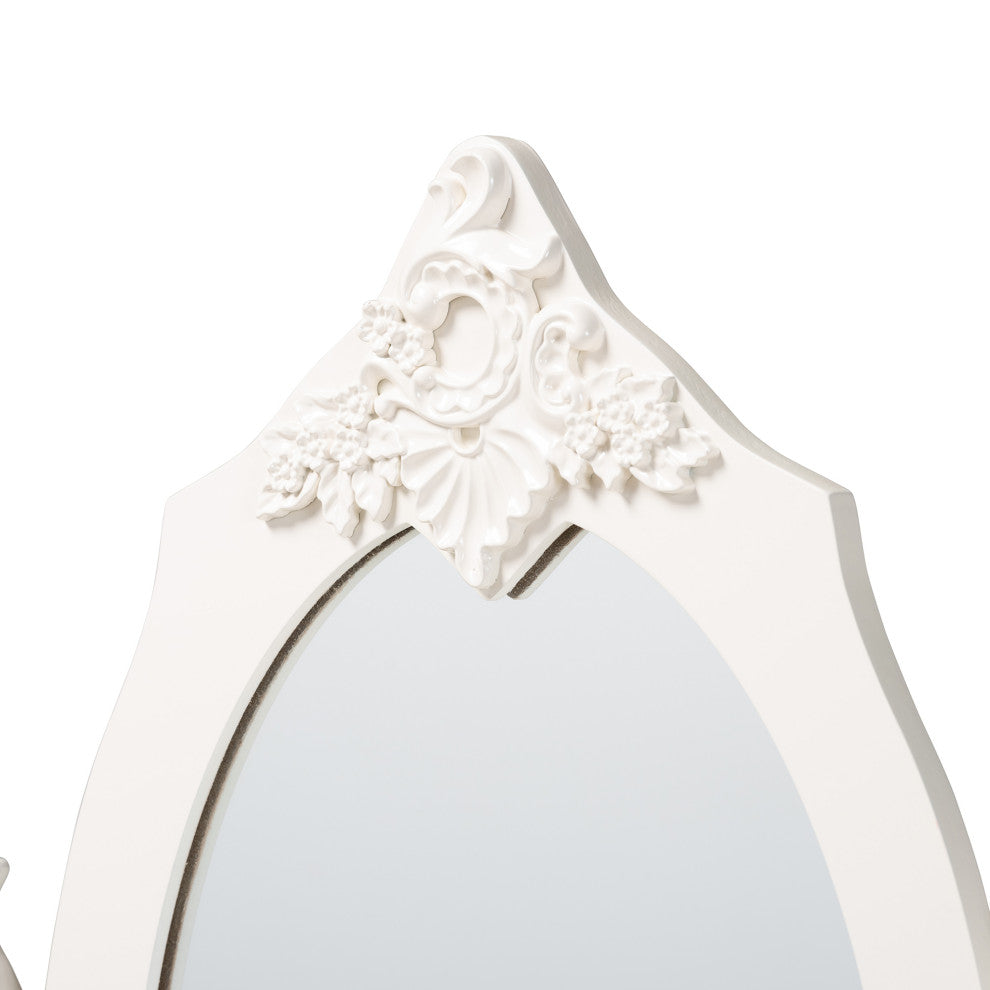 Macsen White Finished Wood 2-Piece Vanity Set with Adjustable Mirror