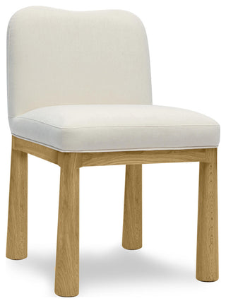 Tiara Velvet Oak Dining Chair, Cream