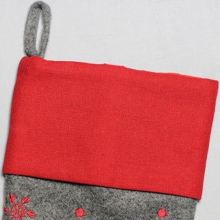 18" Gray and Red Embroidered Snowman Christmas Stocking