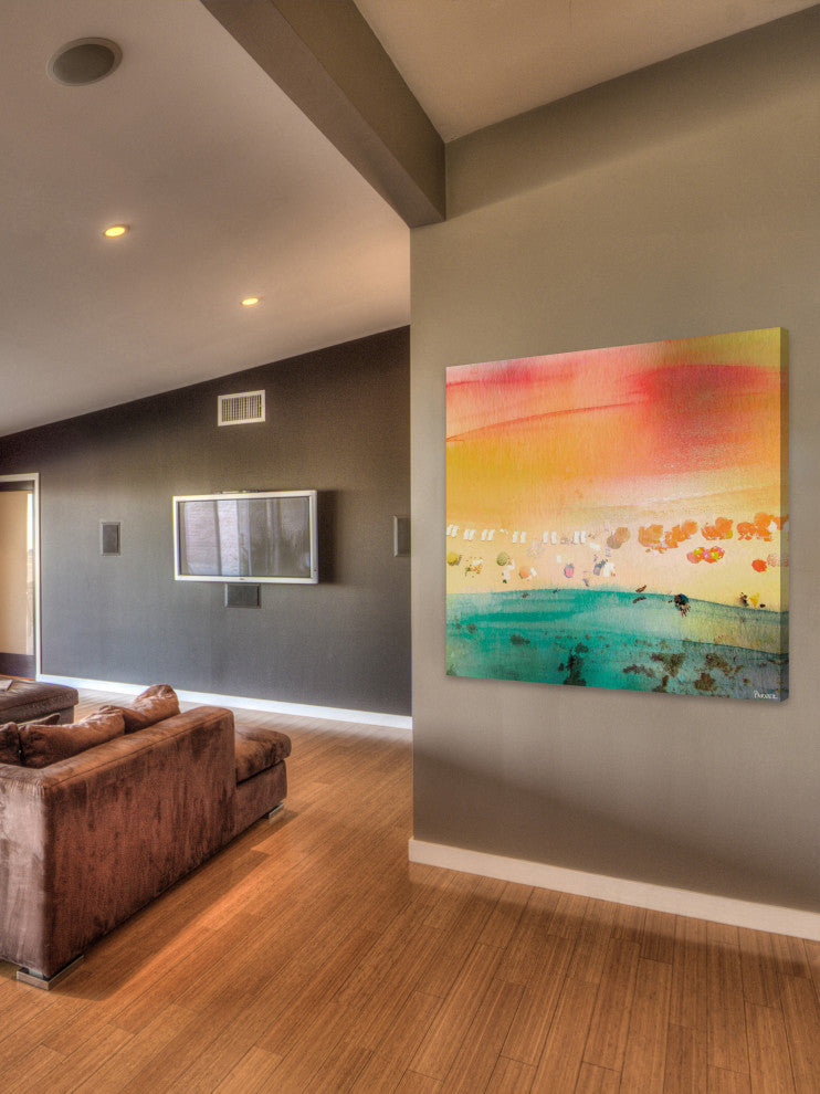 "Dozing on The Beach" Painting Print on Wrapped Canvas, 32"x32"