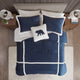 Woolrich Orlen Winter Cabin Plush to Sherpa Comforter Set, Navy Blue