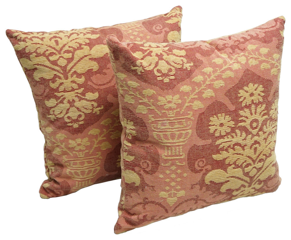17" Tapestry Throw Pillows With Inserts, Set of 2, Queen Maria