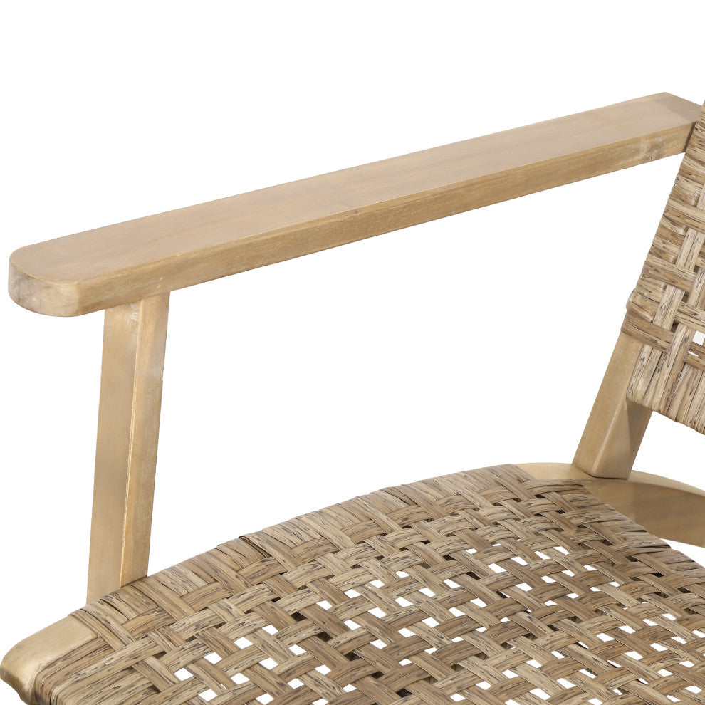 Arlost Outdoor Wicker Lounge Chair With Ottoman, Set of 2