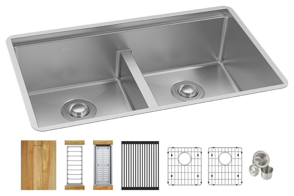 ECTRUAQ31169TWC Elkay Crosstown 18 Gauge Workstation Stainless Steel Sink Kit