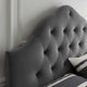 Contemporary Modern Queen Size Tufted Headboard, Velvet Fabric, Grey Gray