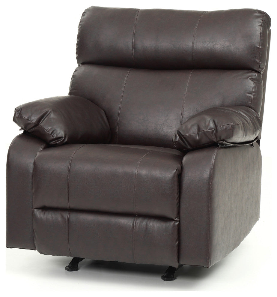 Clarke Rocker Recliner, Brown/Faux Leather