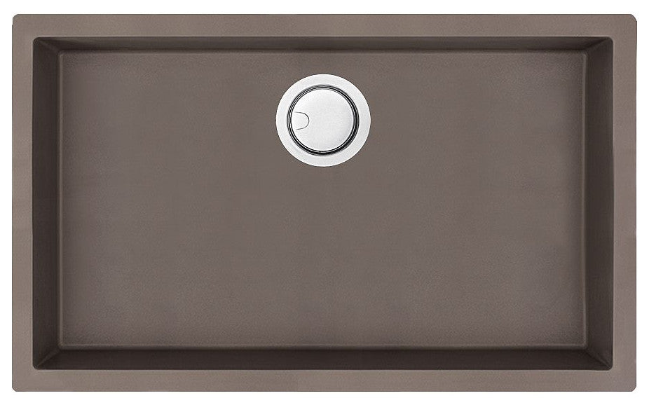 Transolid Zero 30"x18" silQ Granite Single Bowl Kitchen Sink, Espresso