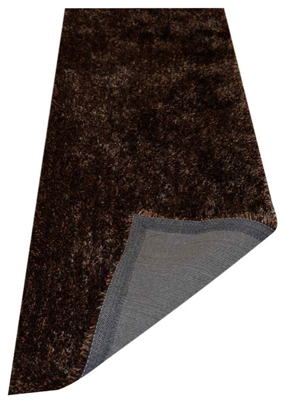 HAND TUFTED SHAG POLYESTER ECO-FRIENDLY AREA RUGS-Beige Brown Color,Solid Design