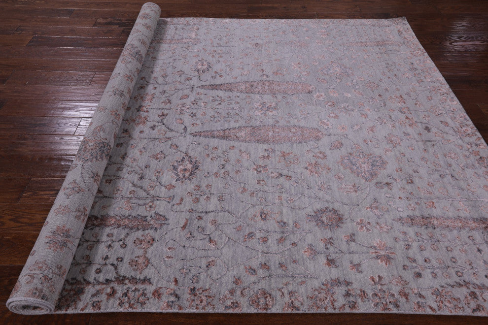 Cypress Tree Hand Knotted Wool and Silk Rug 6' 5" X 9' 4" Q7066